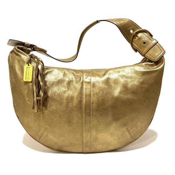 NEW Coach Soho Y2K Goat Suede Dust Metallic Gold Hobo Bag 3673 NWOT - Picture 1 of 5